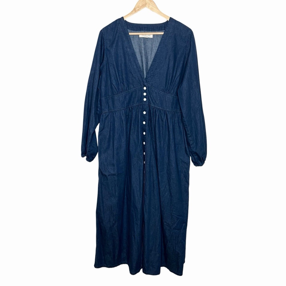 Nobodys Child Denim Long Sleeve Maxi Dress Womens 14 Coastal Cowgirl Western